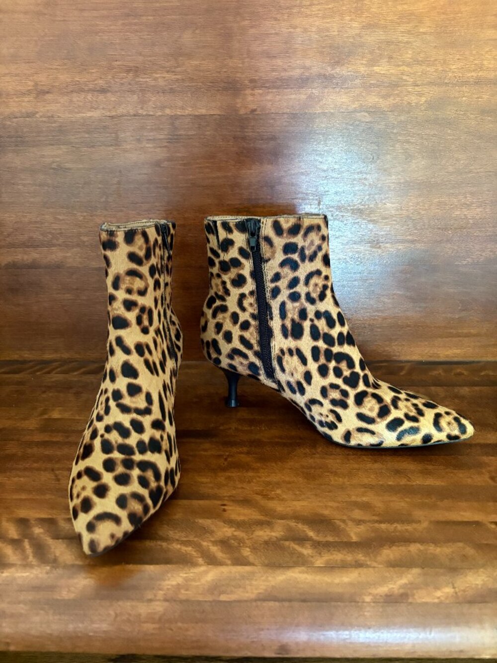 Rachel Zoe Leopard Pointed Toe Kitten Heel Ankle Boots Office Siren Mob Wife 7
